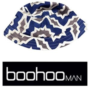 Men’s- BooHoo Man- Blue & Gray Intricate Design Bucket Hat- NWOT! 🎩